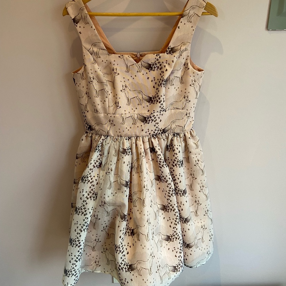 Vaute Couture fox print dress, size M